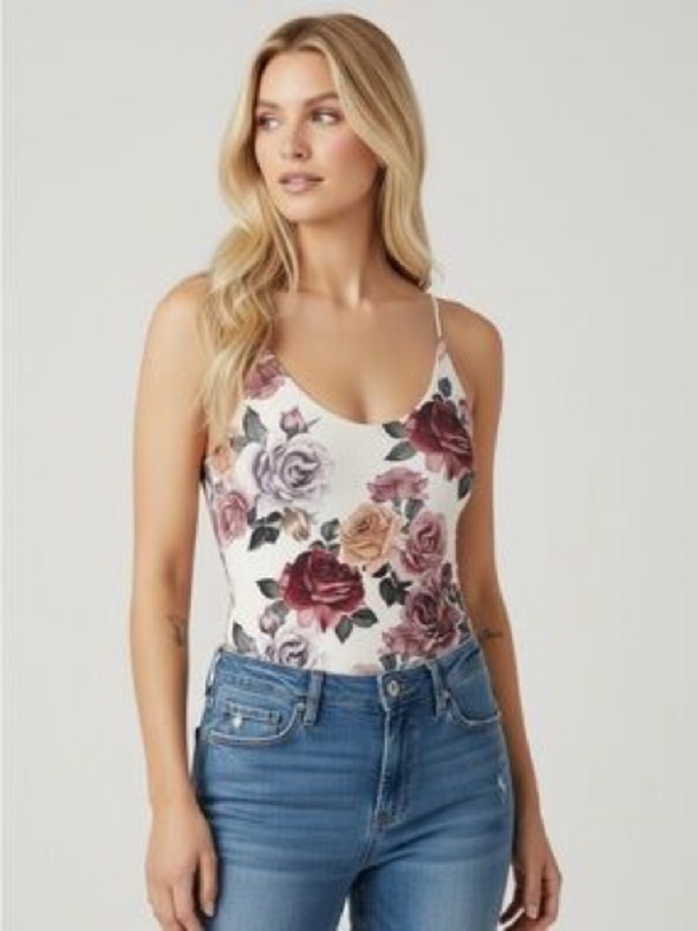 Floral Scoop Neck Bodysuit